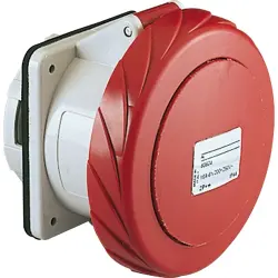 CEE surface-mounted socket, 5 pole, 63 A/380-415 V, red, 6 h, IP67, 81683