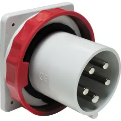CEE wall plug, 5 pole, 63 A/380-415 V, red, 6 h, IP67, 81883