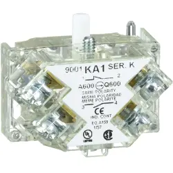 Auxiliary switch block, 10 A, 1 Form C (NO/NC), coil 600 VAC, screw connection, 9001KA1