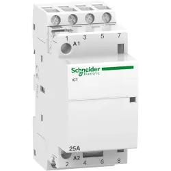 Installation contactor, 4 pole, 25 A, 400 V, 4 Form A (N/O), coil 24 VAC, screw connection, A9C20134
