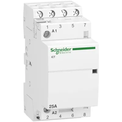 Installation contactor, 4 pole, 25 A, 400 V, 4 Form A (N/O), coil 240 VAC, screw connection, A9C20834 - 1