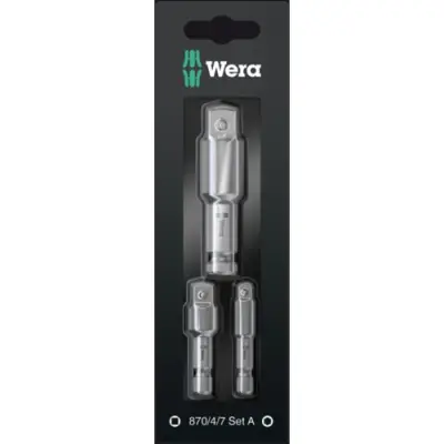 1/4 inch, 7/16 inch adapter, 3 pieces, external hexagon/square, 1/4 inch, 3/8 inch, 1/2 inch, 05073200001 - 1