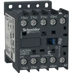 Auxiliary contactor, 4 pole, 10 A, 2 Form A (N/O) + 2 Form B (N/C), coil 110 VAC, screw connection, CA2KN22F72