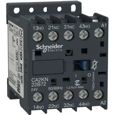 Auxiliary contactor, 4 pole, 10 A, 2 Form A (N/O) + 2 Form B (N/C), coil 110 VAC, screw connection, CA2KN22F72 - 1