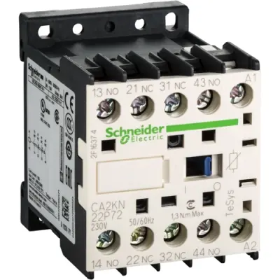 Auxiliary contactor, 4 pole, 10 A, 2 Form A (N/O) + 2 Form B (N/C), coil 230 VAC, screw connection, CA2KN22P72 - 1