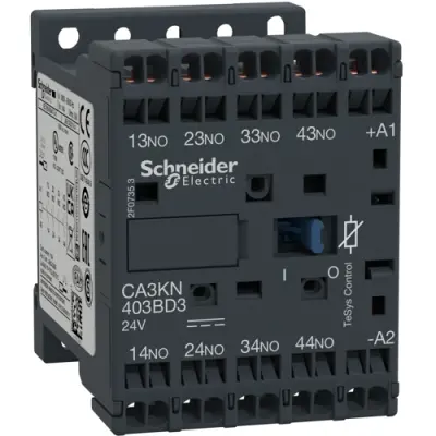 Auxiliary contactor, 4 pole, 10 A, 4 Form A (N/O), coil 24 VDC, spring-clamp connection, CA3KN403BD3 - 1