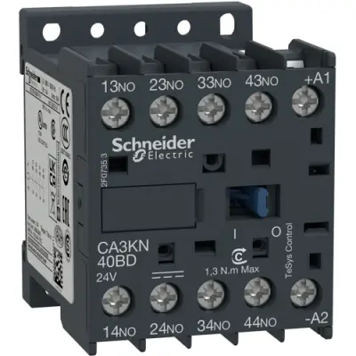 Auxiliary contactor, 4 pole, 10 A, 4 Form A (N/O), coil 24 VDC, screw connection, CA3KN40BD - 1