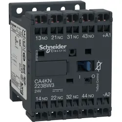 Auxiliary contactor, 4 pole, 10 A, 2 Form A (N/O) + 2 Form B (N/C), coil 24 VDC, spring-clamp connection, CA4KN223BW3
