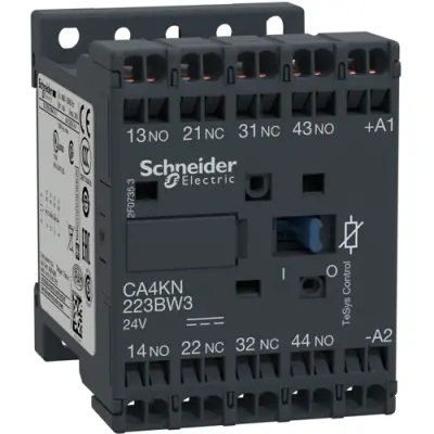 Auxiliary contactor, 4 pole, 10 A, 2 Form A (N/O) + 2 Form B (N/C), coil 24 VDC, spring-clamp connection, CA4KN223BW3 - 1