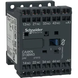 Auxiliary contactor, 4 pole, 10 A, 3 Form A (N/O) + 1 Form B (N/C), coil 24 VDC, spring-clamp connection, CA4KN313BW3