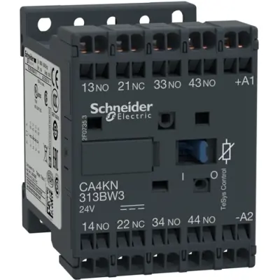 Auxiliary contactor, 4 pole, 10 A, 3 Form A (N/O) + 1 Form B (N/C), coil 24 VDC, spring-clamp connection, CA4KN313BW3 - 1