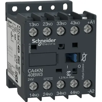 Auxiliary contactor, 4 pole, 10 A, 4 Form A (N/O), coil 24 VDC, screw connection, CA4KN40BW3 - 1