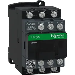 Control relay, 5 pole, 10 A, 3 Form A (N/O) + 2 Form B (N/C), coil 110 VDC, ring cable lug terminals, CAD326FLS207