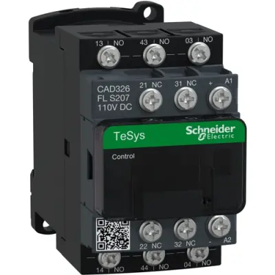 Control relay, 5 pole, 10 A, 3 Form A (N/O) + 2 Form B (N/C), coil 110 VDC, ring cable lug terminals, CAD326FLS207 - 1