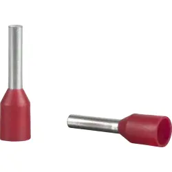 Insulated wire end ferrule, 1.0 mm², 14 mm long, NF C 63-023, red, DZ5CE010