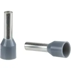 Insulated wire end ferrule, 2.5 mm², 14 mm long, NF C 63-023, gray, DZ5CE025