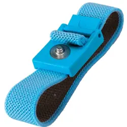 ESD wristband, anti-allergic, push button Ø 4 mm, polyester, light blue, BK0105004