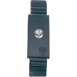 ESD wrist strap, anti-allergic, push button Ø 10 mm, stainless steel, black, BK0105011
