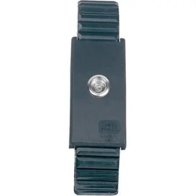 ESD wrist strap, anti-allergic, push button Ø 10 mm, stainless steel, black, BK0105011 - 1