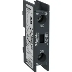 Auxiliary switch block, 1 pole, 10 A, 1 Form B (N/C), screw connection, LADN01