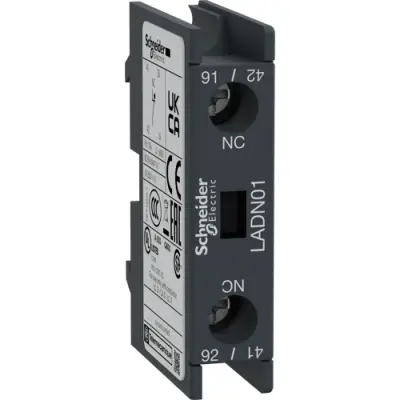 Auxiliary switch block, 1 pole, 10 A, 1 Form B (N/C), screw connection, LADN01 - 1