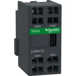 Auxiliary switch block, 2 pole, 10 A, 1 Form A (N/O) + 1 Form B (N/C), spring balancer connection, LADN113