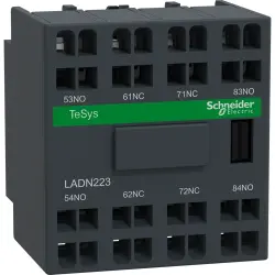 Auxiliary switch block, 4 pole, 10 A, 2 Form A (N/O) + 2 Form B (N/C), spring balancer connection, LADN223