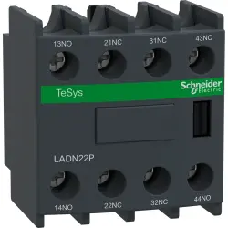 Auxiliary switch block, 4 pole, 10 A, 2 Form A (N/O) + 2 Form B (N/C), screw connection, LADN22P