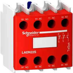 Auxiliary switch block, 4 pole, 10 A, 2 Form A (N/O) + 2 Form B (N/C), screw connection, LADN22S