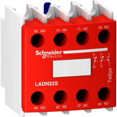 Auxiliary switch block, 4 pole, 10 A, 2 Form A (N/O) + 2 Form B (N/C), screw connection, LADN22S - 1