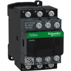 Power contactor, 3 pole, 12 A, 400 V, 3 Form A (N/O), coil 72 VDC, spring-clamp connection, LC1D126SLS207