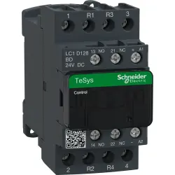 Power contactor, 4 pole, 25 A, 2 Form A (N/O) + 2 Form B (N/C), coil 24 VDC, screw connection, LC1D128BD