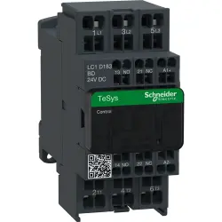 Power contactor, 3 pole, 18 A, 400 V, 3 Form A (N/O), coil 24 VDC, spring-clamp connection, LC1D183BD