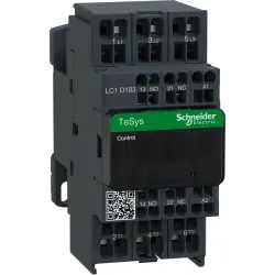 Power contactor, 3 pole, 18 A, 400 V, 3 Form A (N/O), coil 230 VAC, spring-clamp connection, LC1D183P7