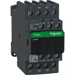 Power contactor, 4 pole, 32 A, 2 Form A (N/O) + 2 Form B (N/C), coil 24 VDC, screw connection, LC1D188BD