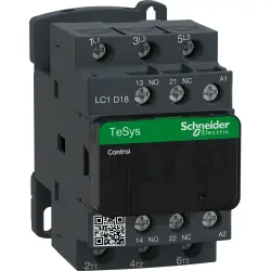 Power contactor, 3 pole, 18 A, 400 V, 3 Form A (N/O), coil 42 VAC, screw connection, LC1D18D7