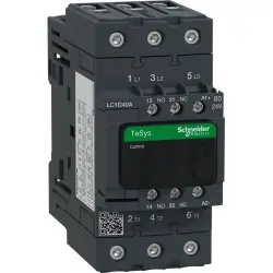 Power contactor, 3 pole, 40 A, 400 V, 3 Form A (N/O), coil 24 VDC, screw connection, LC1D40ABD