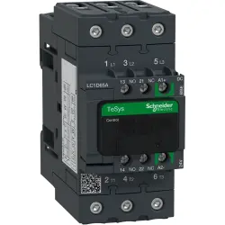 Power contactor, 3 pole, 65 A, 400 V, 3 Form A (N/O), coil 24 VDC, screw connection, LC1D65ABBE