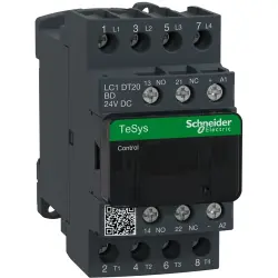 Power contactor, 4 pole, 20 A, 4 Form A (N/O), coil 24 VDC, screw connection, LC1DT20BD