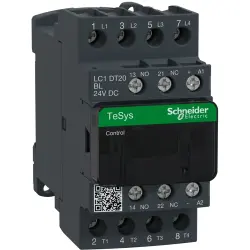 Power contactor, 4 pole, 20 A, 4 Form A (N/O), coil 24 VDC, screw connection, LC1DT20BL