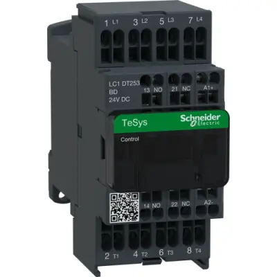 Power contactor, 4 pole, 25 A, 4 Form A (N/O), coil 24 VDC, spring-clamp connection, LC1DT253BD - 1