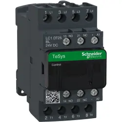 Power contactor, 4 pole, 25 A, 4 Form A (N/O), coil 24 VDC, screw connection, LC1DT25BL
