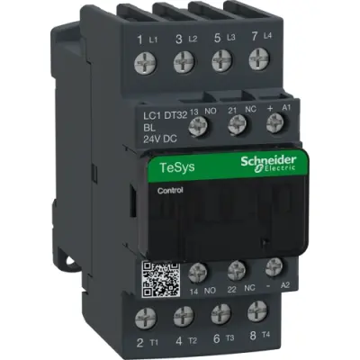 Power contactor, 4 pole, 32 A, 4 Form A (N/O), coil 24 VDC, screw connection, LC1DT32BL - 1