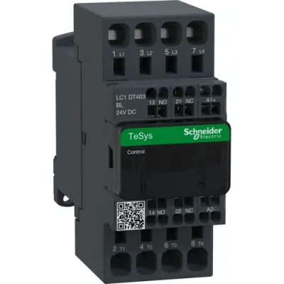 Power contactor, 4 pole, 40 A, 4 Form A (N/O), coil 24 VDC, spring-clamp connection, LC1DT403BL - 1