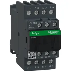 Power contactor, 4 pole, 40 A, 4 Form A (N/O), coil 24 VDC, screw connection, LC1DT40BD