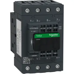Power contactor, 4 pole, 80 A, 4 Form A (N/O), coil 24 VDC, spring-clamp connection, LC1DT80A3BD