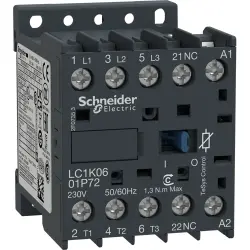 Power contactor, 3 pole, 6 A, 400 V, 3 Form A (N/O), coil 230 VAC, screw connection, LC1K0601P72