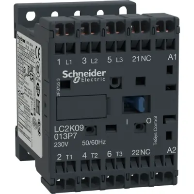 Power contactor, 3 pole, 6 A, 400 V, 3 Form A (N/O), coil 230 VAC, spring-clamp connection, LC1K06103P72 - 1