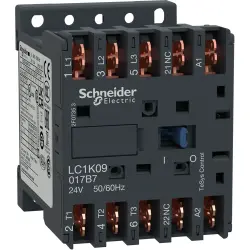 Power contactor, 3 pole, 9 A, 400 V, 3 Form A (N/O), coil 24 VAC, plug-in connection, LC1K09017B7