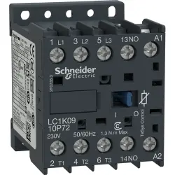 Power contactor, 3 pole, 9 A, 400 V, 3 Form A (N/O), coil 230 VAC, screw connection, LC1K0910P72